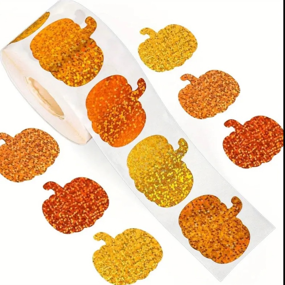 500 Sparkling Pumpkin Stickers